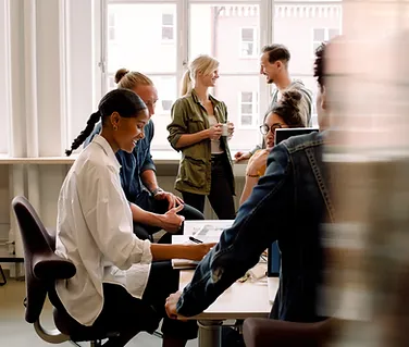 Team collaborating in an office